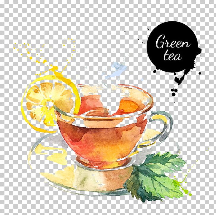 Green Tea Watercolor Painting Drawing PNG, Clipart, Cocktail, Flower, Flower Cup, Food, Food Icon Free PNG Download