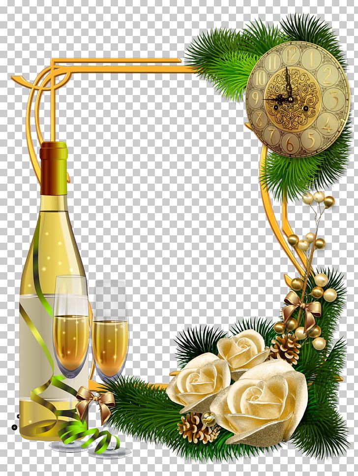 New Year's Day Christmas New Year Champagne PNG, Clipart, Bord, Christmas, Christmas Decoration, Christmas Ornament, Floral Design Free PNG Download