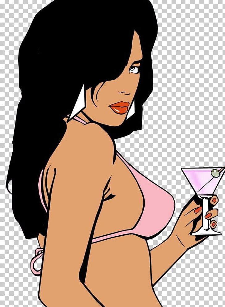 Grand Theft Auto: Vice City Finger Woman PNG, Clipart, Arm, Art, Black Hair, Cartoon, Chest Free PNG Download