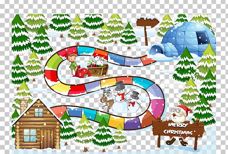 Santa Claus Igloo Christmas Board Game Illustration PNG, Clipart, Advent Calendar, Area, Art, Board Game, Cart Free PNG Download