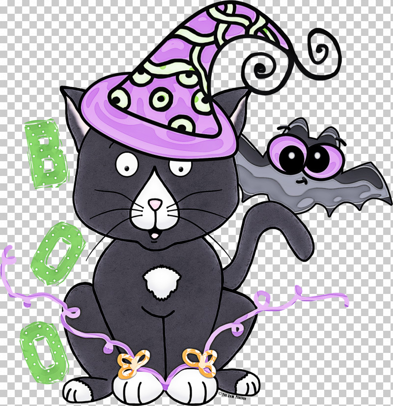 Purple Violet Cartoon Black Cat Witch Hat PNG, Clipart, Black Cat, Cartoon, Cat, Hat, Headgear Free PNG Download