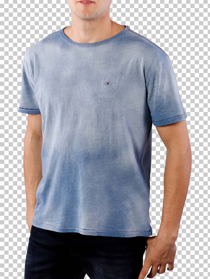 T-shirt Crew Neck Neckline Jeans Indigo PNG, Clipart, Active Shirt, Bleach, Blue, Clothing, Cobalt Blue Free PNG Download