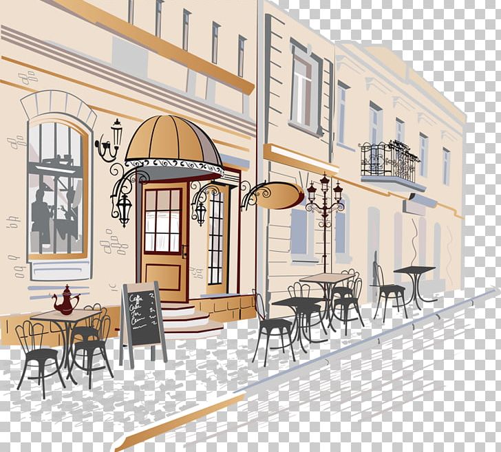 Cafe Drawing Street Illustration PNG, Clipart, Art, Building, Cafe, City, Corner Free PNG Download