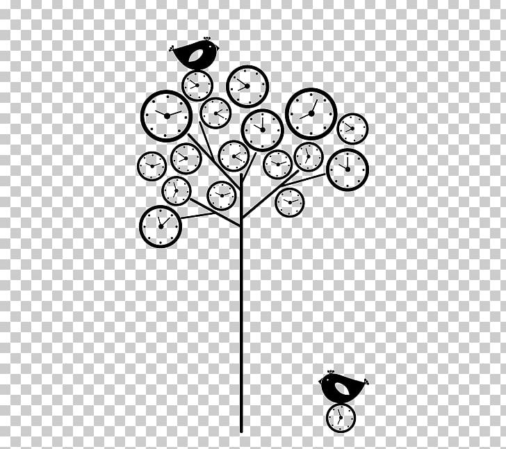 Sticker Wall Decal Tree Clock Distribution Networks PNG, Clipart, Angle, Black, Black And White, Body Jewelry, Branch Free PNG Download
