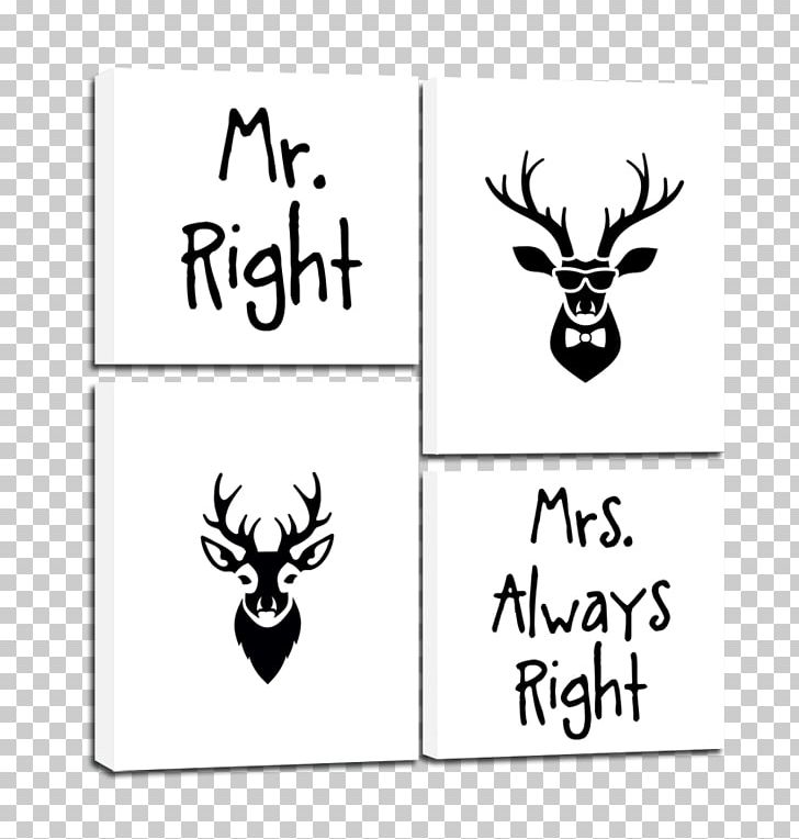 Canvas Mrs. Painting Mr. Reindeer PNG, Clipart, Antler, Area, Art, Black And White, Brand Free PNG Download