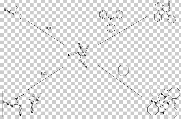 Tetraazidomethane Chemistry PNG, Clipart, Angle, Area, Azide, Black And White, Chemical Reaction Free PNG Download