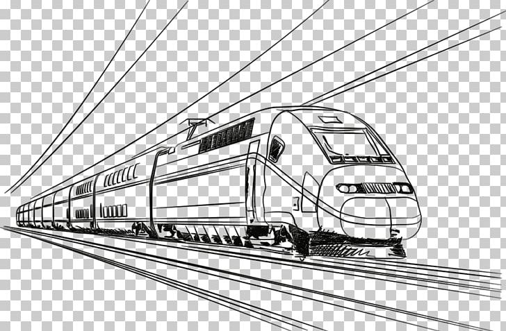 Train Rail Transport Rapid Transit Commuter Rail High-speed Rail PNG, Clipart, Automotive Design, Black And White, Commuter Rail, Mode Of Transport, Monochrome Free PNG Download