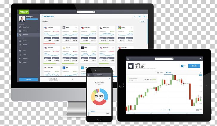 Binary Option Social Trading Trader Foreign Exchange Market EToro PNG, Clipart, Binary Option, Brand, Broker, Communication, Computer Free PNG Download