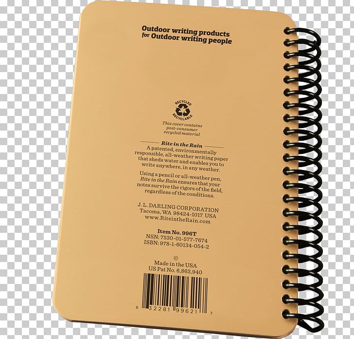 Notebook Paper Weather Rite In The Rain PNG, Clipart, Book, Inch, Logbook, Military, Military Uniform Free PNG Download
