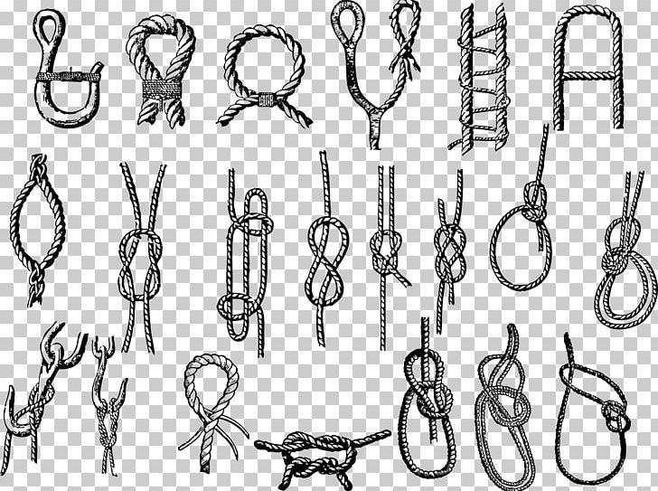 The Ashley Book Of Knots Bowline Rope Macramé PNG, Clipart, Ashley Book Of Knots, Auto Part, Black And White, Body Jewelry, Bowline Free PNG Download