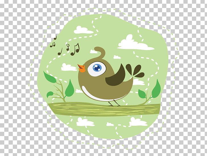 Bird Cartoon Singing Illustration PNG, Clipart, Amphibian, Animal, Art, Background Green, Background Vector Free PNG Download