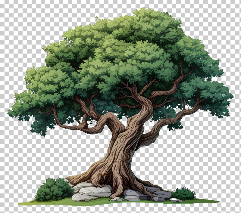 Pastel Big Tree - Majestic Oak Tree With Dense Green Leaves PNG