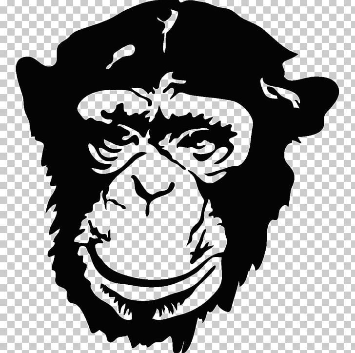Chimpanzee Sticker Drawing Monkey PNG, Clipart, Animals, Art, Bamboo Musical Instruments, Black And White, Carnivoran Free PNG Download