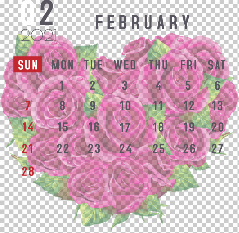 February 2021 Printable Calendar February Calendar 2021 Calendar PNG, Clipart, 2021 Calendar, Artificial Flower, Cut Flowers, Floral Design, Flower Free PNG Download