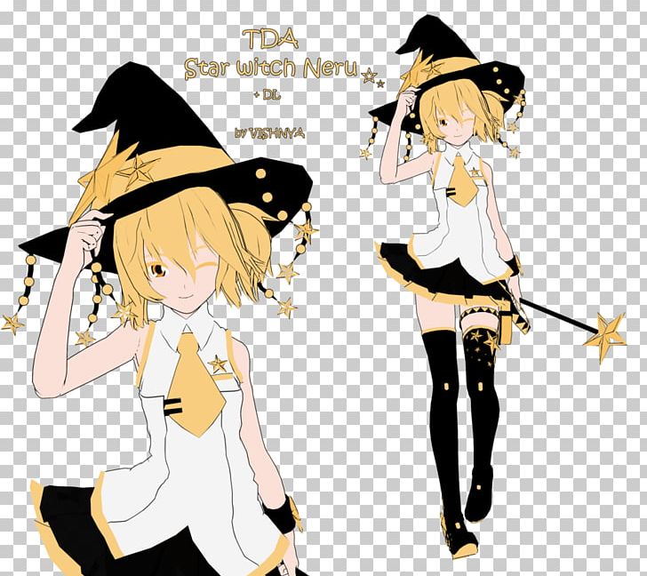 MikuMikuDance Hatsune Miku Vocaloid Megpoid Star Witch PNG, Clipart, Anime, Art, Black Hair, Cartoon, Clothing Free PNG Download