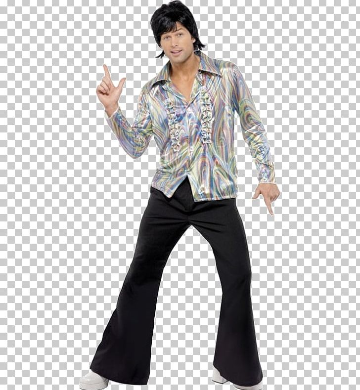 1970s Clothing 70S Retro Costume Black With Psychedelic Pattern Shirt And Flares L Bell-bottoms PNG, Clipart,  Free PNG Download