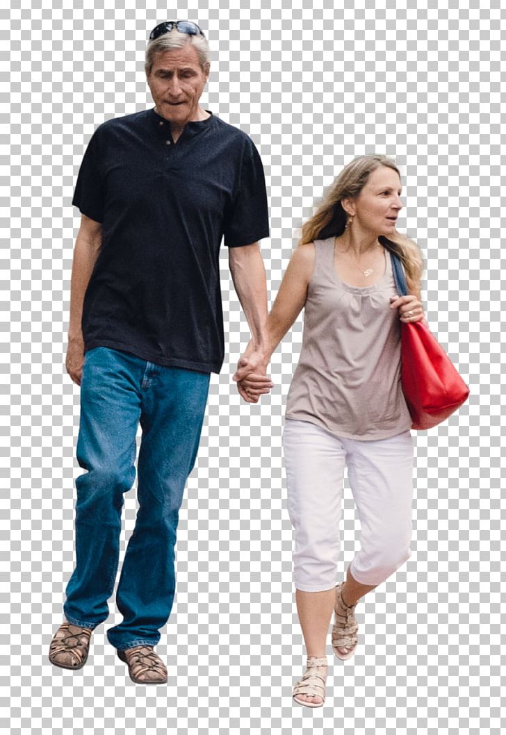 Walking T-shirt PNG, Clipart, Arm, Blue, Clothing, Couples, Denim Free PNG Download