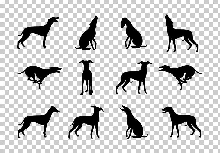 Whippet Greyhound Silhouette Dog Breed PNG, Clipart, Animals, Art, Black And White, Breed, Carnivoran Free PNG Download