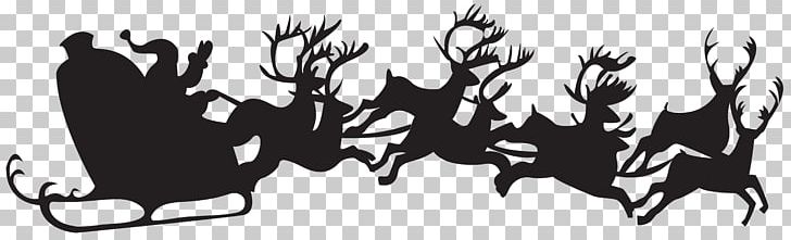 Santa Claus Reindeer Christmas Silhouette PNG, Clipart, Black, Black And White, Brand, Christmas, Elf Free PNG Download
