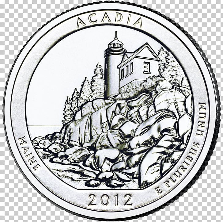 Acadia National Park Philadelphia Mint Quarter United States Mint PNG, Clipart, Acadia, Maine, Monochrome, National Park, Objects Free PNG Download