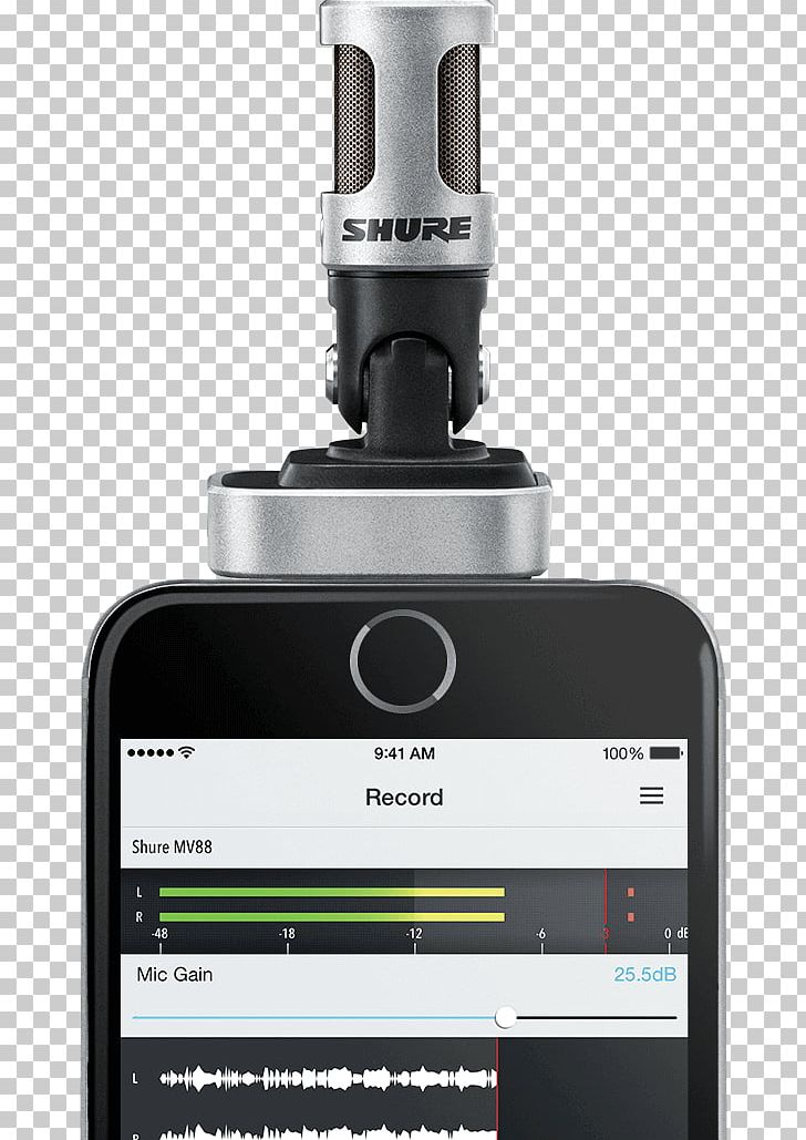 Microphone Shure MV88 Stereophonic Sound PNG, Clipart, Apple, Capacitor, Electronics, Hardware, Iphone Free PNG Download