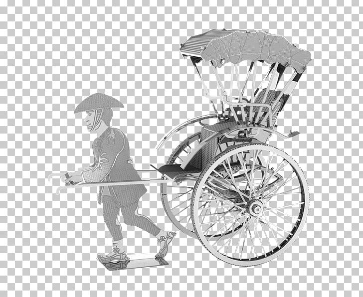 Pulled Rickshaw Metal Cutting Human-powered Transport PNG, Clipart, Bicycle, Bicycle Accessory, Black And White, Cart, Chariot Free PNG Download
