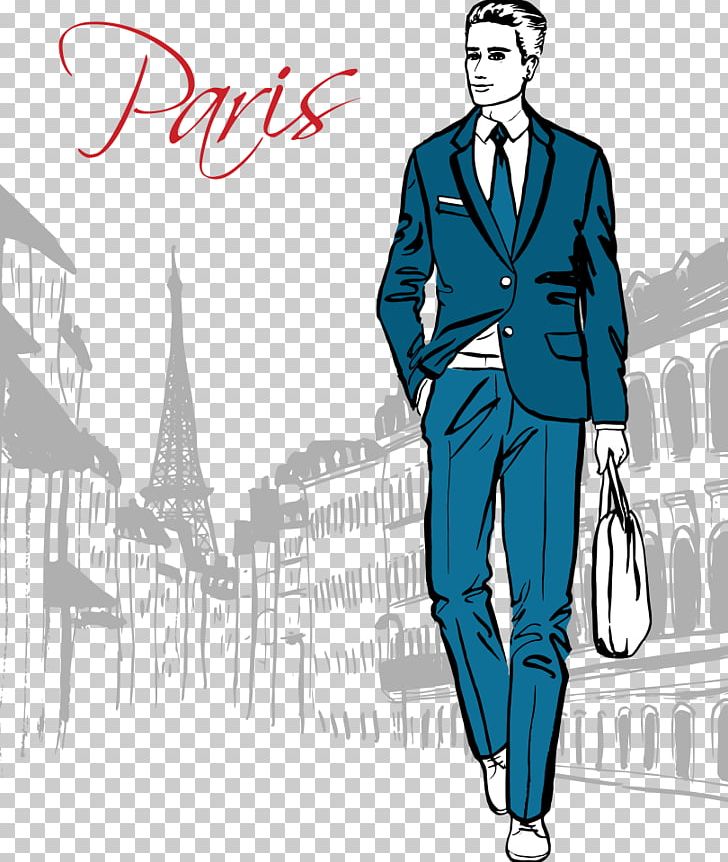 Paris Fashion Illustration Illustration PNG, Clipart, Blue, Business Man, Character, Fashion, Fashion Design Free PNG Download