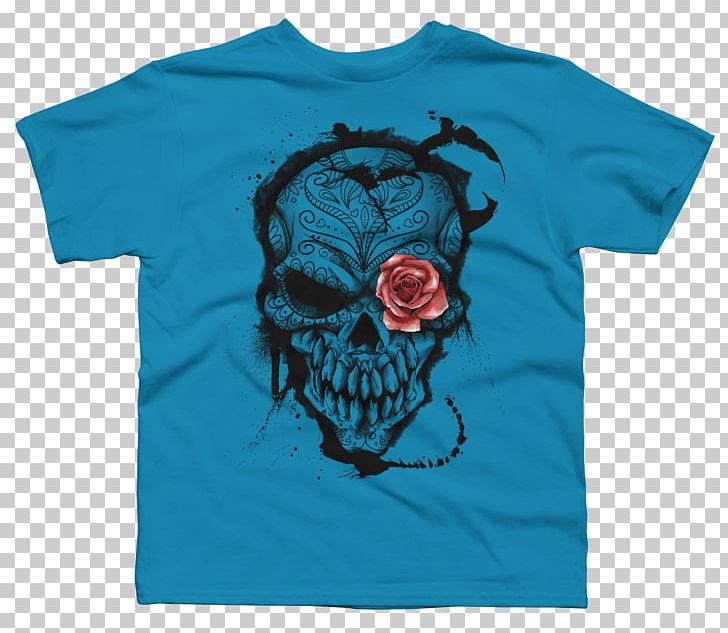 Calavera Day Of The Dead Human Skull Symbolism T-shirt PNG, Clipart, Active Shirt, Aqua, Art, Blue, Boy Free PNG Download