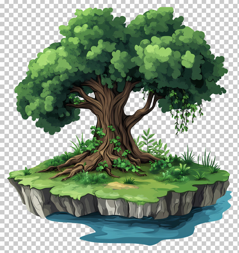 Dense Trees - Lush Tree On Floating Island Over Water PNG, Clipart ...