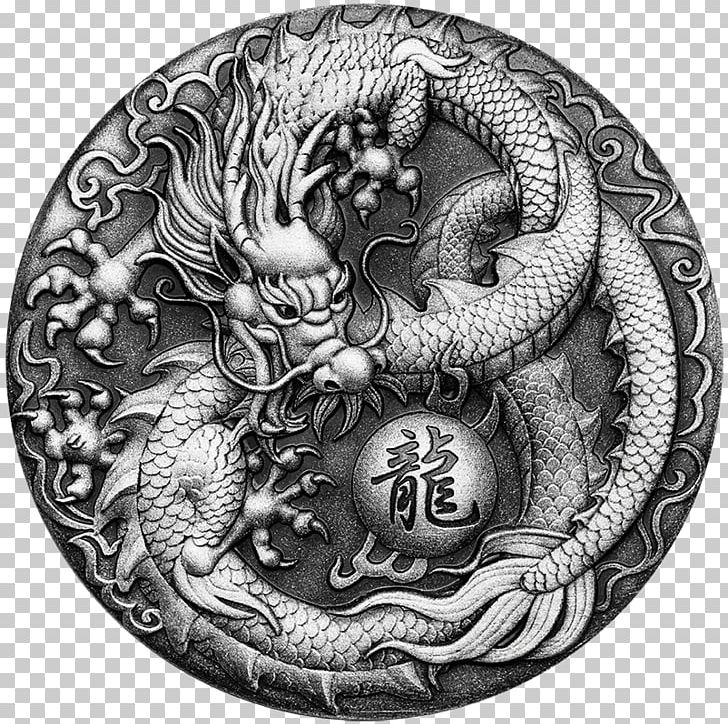 Perth Mint Chinese Dragon Silver Coin PNG, Clipart, Australian Silver Kookaburra, Black And White, Chinese Dragon, Coin, Coin Collecting Free PNG Download