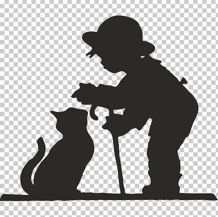 Cat Dog Silhouette PNG, Clipart, Animals, Black And White, Boy, Carnivoran, Cat Free PNG Download