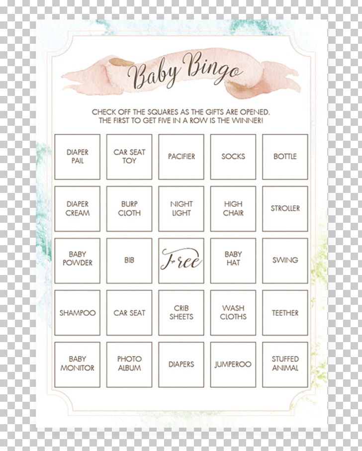 Watercolor Painting Game Bingo Card Unique Baby Shower Bingo PNG, Clipart, Baby Shower, Bingo, Bingo Card, Bingo Game, Brand Free PNG Download