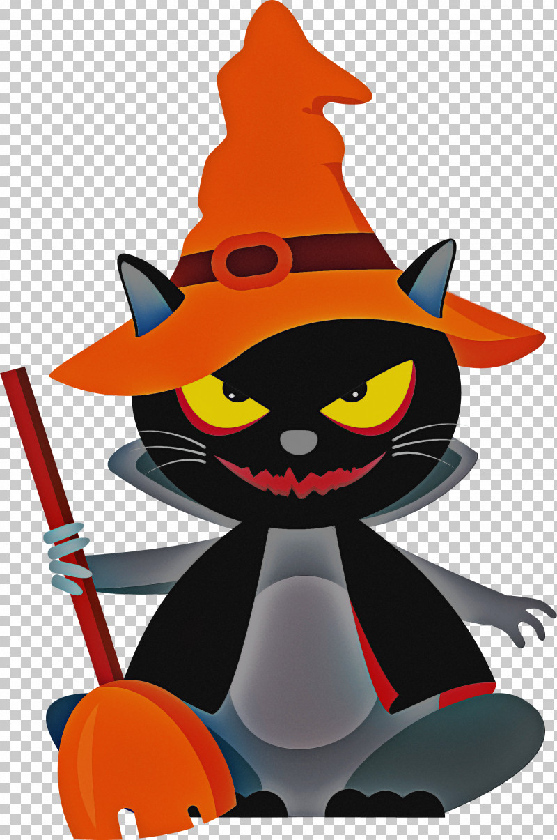 Witch Hat Trick-or-treat Black Cat Cartoon Cat PNG, Clipart, Black Cat, Cartoon, Cat, Costume Hat, Hat Free PNG Download