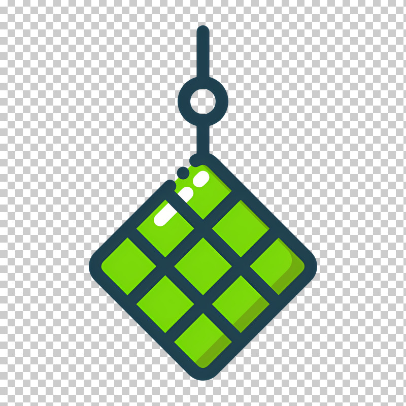Ketupat - Hanging Green Diamond Decoration PNG