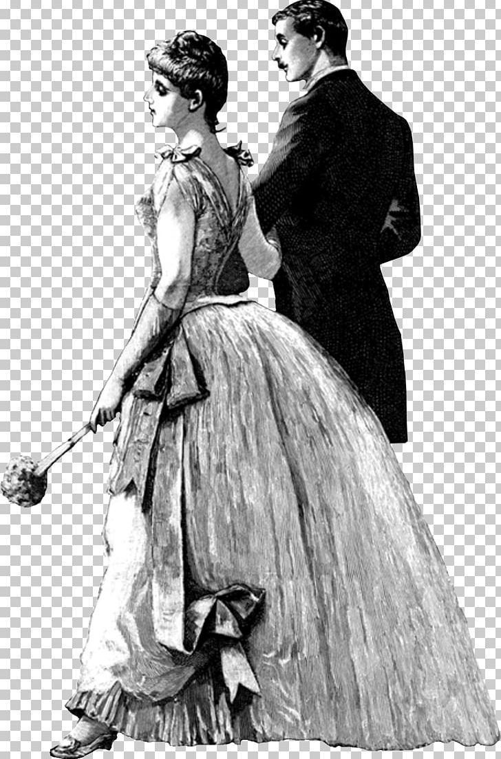 Banning House Victorian Era Wedding Invitation Victorian Fashion Couple PNG, Clipart, Black And White, Cakewalk, Clothing, Costume, Costume Design Free PNG Download