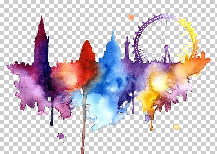 London Watercolor Painting Skyline Art PNG, Clipart, Architecture, Art, Artist, Canvas, Cityscape Free PNG Download