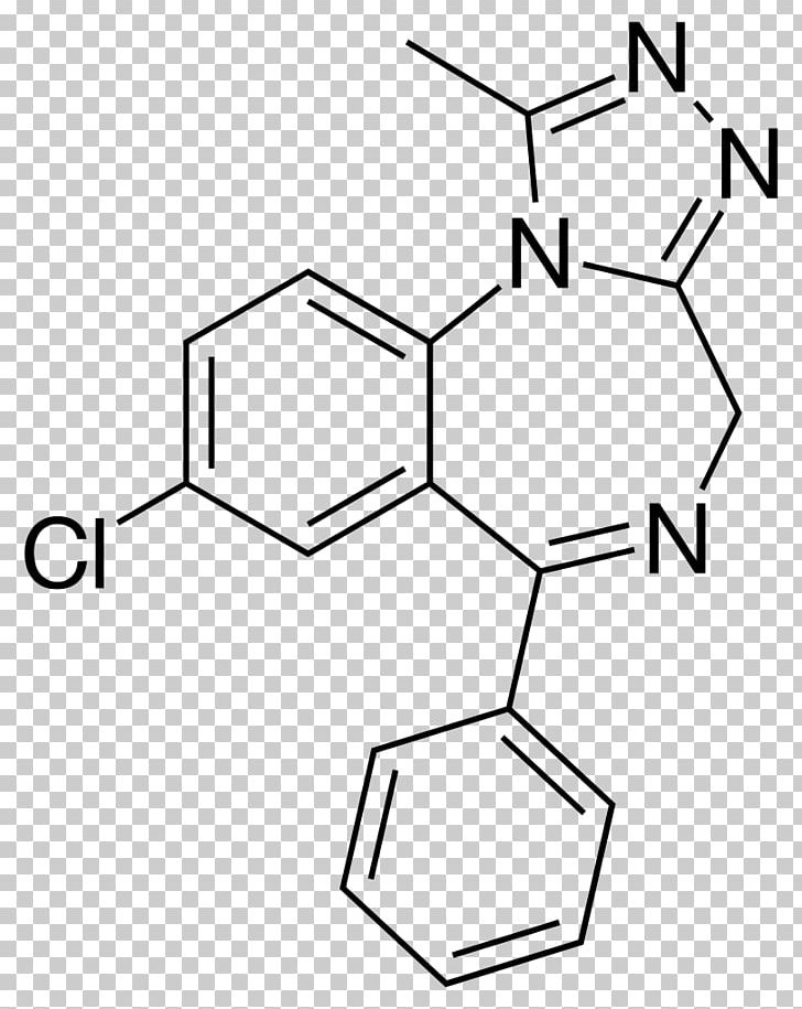 Alprazolam Triazolobenzodiazepine Anxiolytic Triazolam PNG, Clipart, Angle, Anxiolytic, Area, Benzodiazepine, Black Free PNG Download