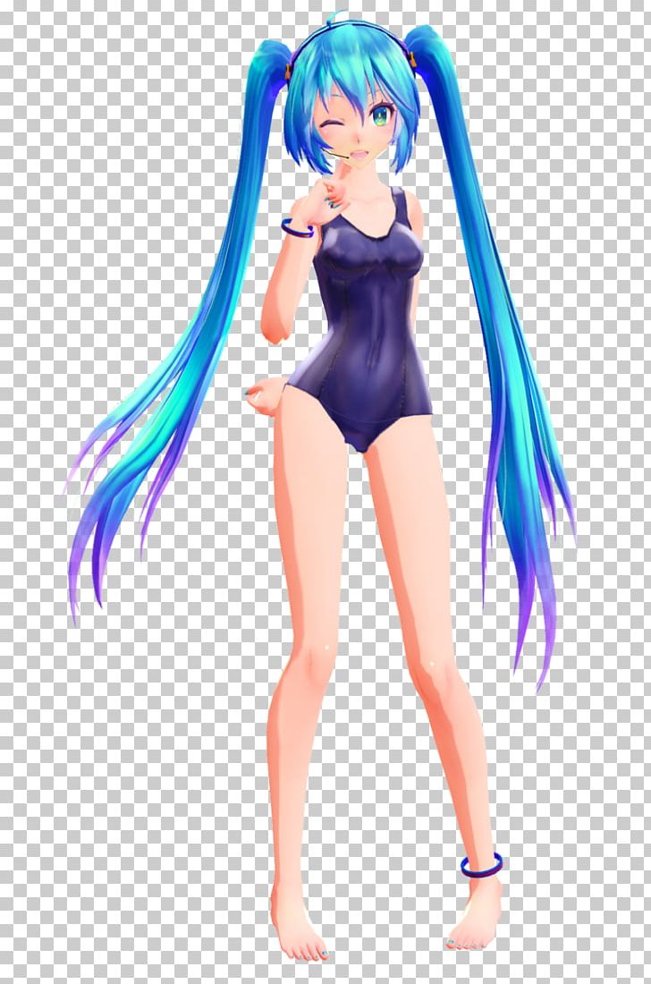 Swimsuit Hatsune Miku MikuMikuDance Vocaloid Bikini PNG, Clipart, Action Figure, Anime, Arm, Bikini, Black Hair Free PNG Download