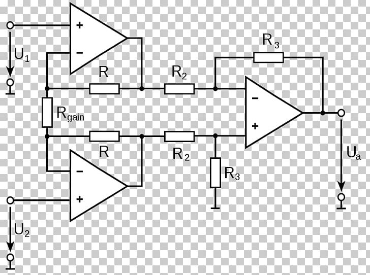 Instrumentation Amplifier Operational Amplifier Electric Potential Difference PNG, Clipart, Amplifier, Analogue Electronics, Angle, Area, Black And White Free PNG Download