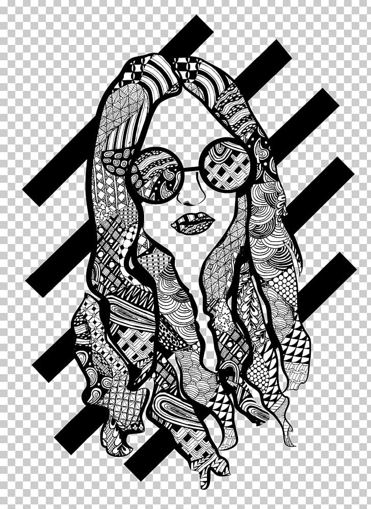 T-shirt Hippie Clothing Sleeve PNG, Clipart, Black And White, Drawing, Fashion, Fashion Illustration, Fictional Character Free PNG Download