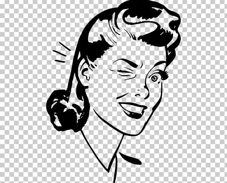 Wink Woman Smiley PNG, Clipart, Artwork, Black And White, Drawing, Emotion, Eye Free PNG Download