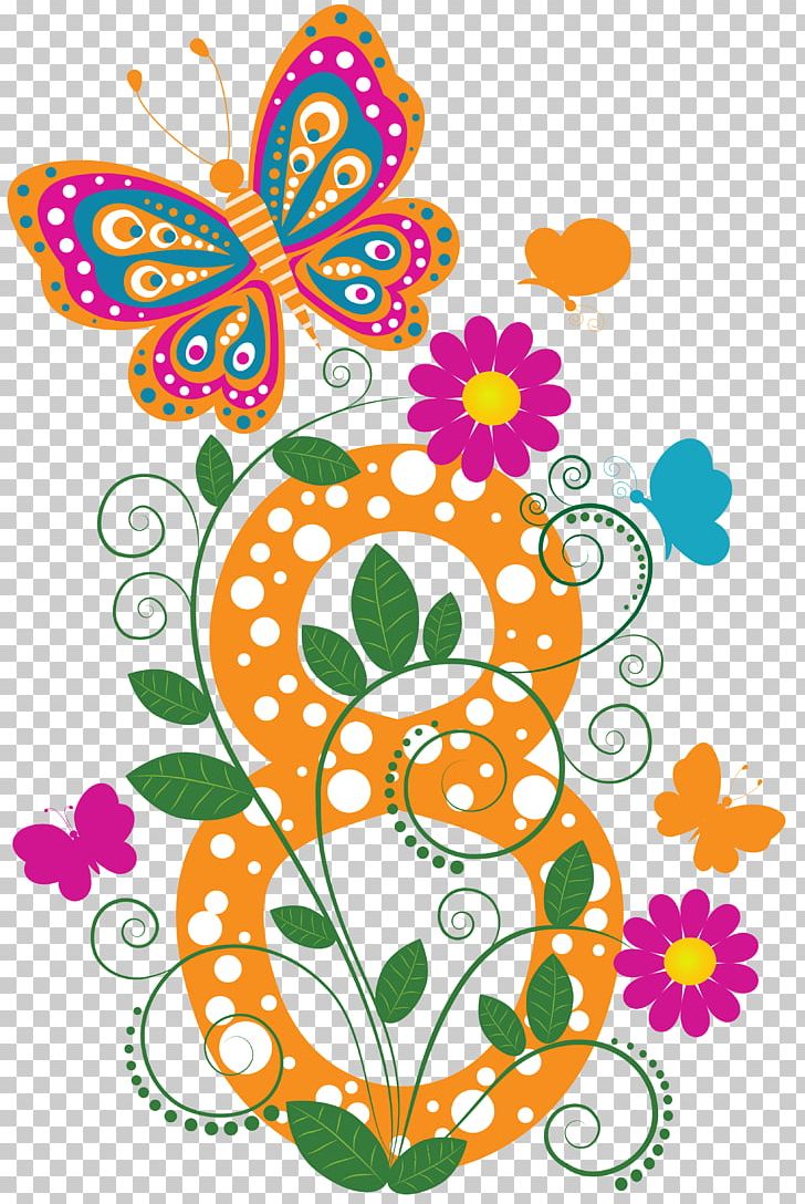Butterfly Numerical Digit March 8 Flower PNG, Clipart, Art, Artwork, Brush Footed Butterfly, Butterflies And Moths, Butterfly Free PNG Download