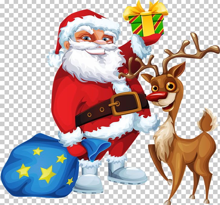 Rudolph Santa Clauss Reindeer Santa Clauss Reindeer Christmas Card PNG, Clipart, Cartoon Santa Claus, Christmas Decoration, Deer, Fictional Character, Gift Free PNG Download