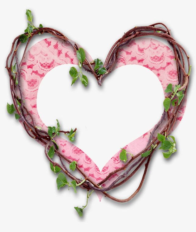 Pink Heart-shaped Photo Frame PNG, Clipart, Frame, Frame Clipart, Green, Green Leaves, Heart Free PNG Download