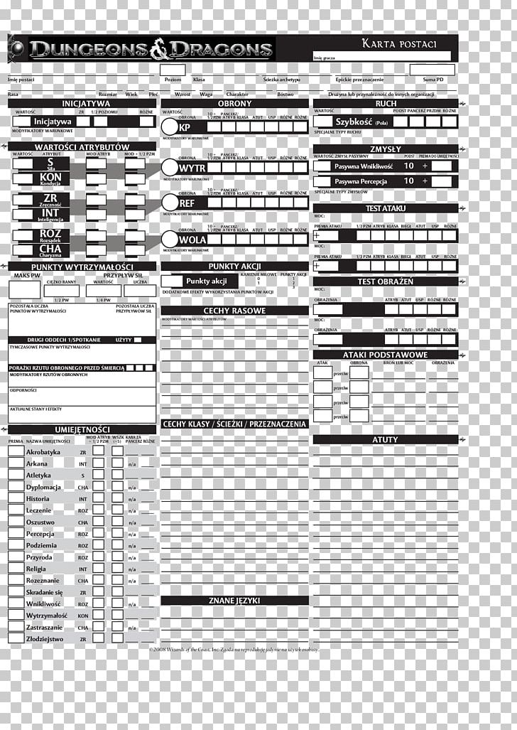 Dungeons & Dragons Basic Set Player's Handbook Pathfinder Roleplaying Game Character Sheet PNG, Clipart, Area, Black And White, Character, Character Creation, D 4 Free PNG Download