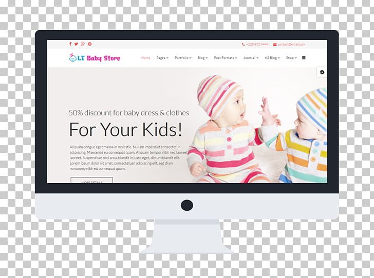 Template Joomla Responsive Web Design Hikashop E-commerce PNG, Clipart, Baby Shop, Brand, Child, Computer Monitor, Computer Monitors Free PNG Download