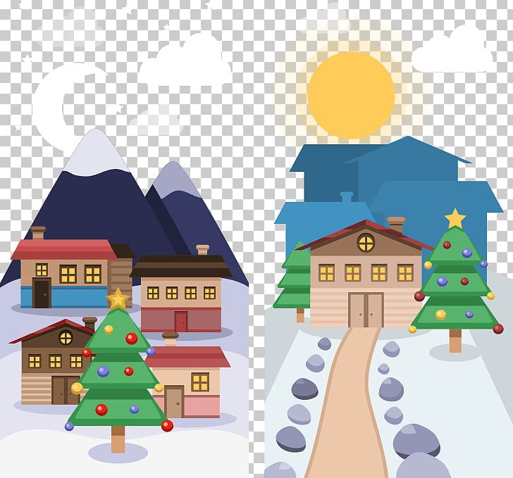 Christmas Tree Landscape Poster Illustration PNG, Clipart, Advertising, Area, Art, Banner, Childrens Day Free PNG Download