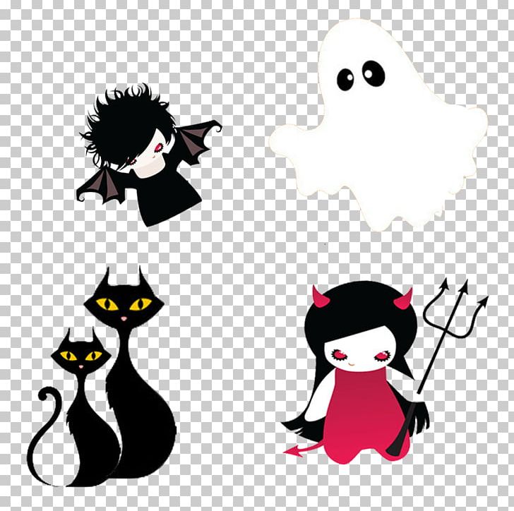 Cat Halloween Devil Ghost PNG, Clipart, Black, Black Cat, Cartoon, Cat, Devil Free PNG Download