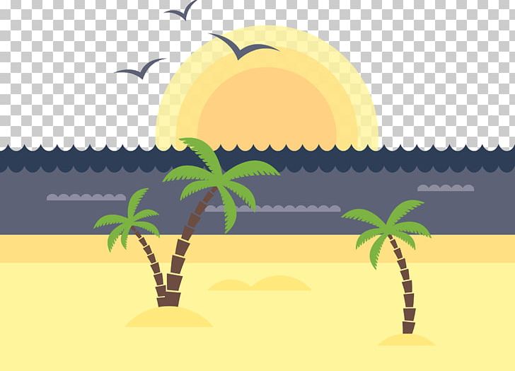 Landscape Sunset Beach Euclidean PNG, Clipart, Arecaceae, Beach, Beach Vector, Cartoon, Computer Wallpaper Free PNG Download