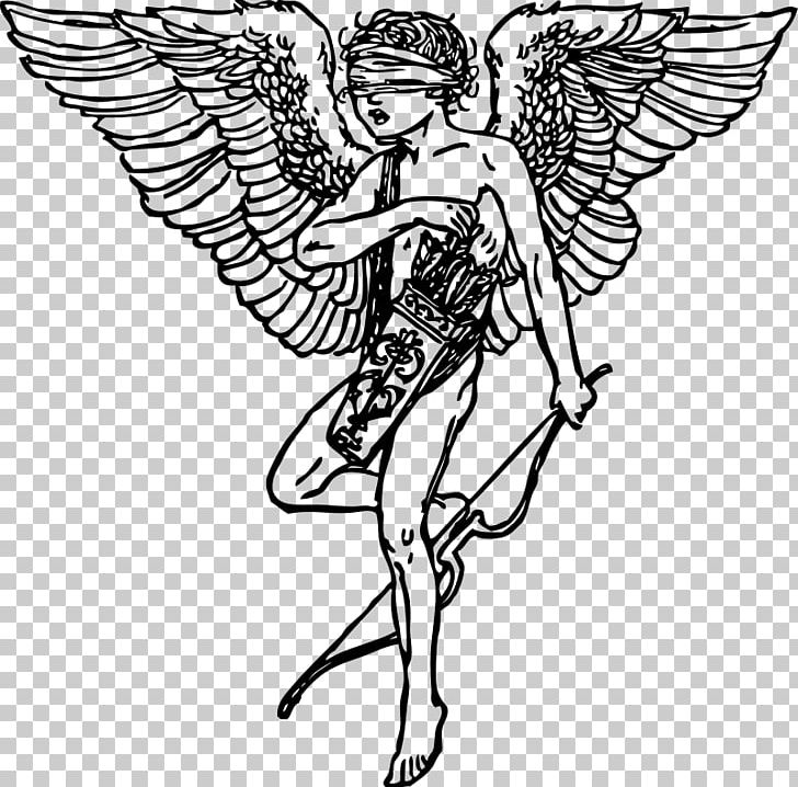Cupid And Psyche Eros PNG, Clipart, Angel, Angel Wings, Archer, Black And White, Costume Design Free PNG Download